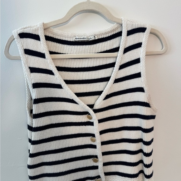 Abercrombie & Fitch Tops - Abercrombie & Fitch White and Navy Striped Knit Button Tank